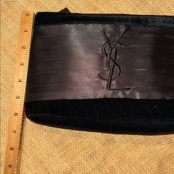 YSL Yves Saint Laurent Elegant Black Makeup Toiletry Bag Silk Rare Hard to Find - Picture 12 of 15